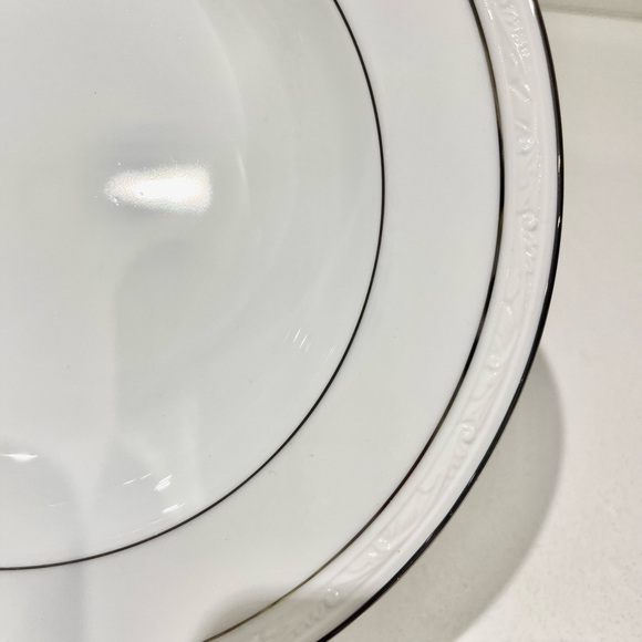 Set of 2 NORITAKE 4062 Whitescapes Stoneleigh China w/silver soup salad bowl - Picture 4 of 8